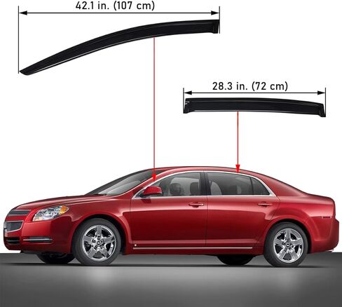 Lightronic Extra Durable Outside-Mount Auto Vent Window Visor, Fits 2008-2012 Chevrolet Malibu (LT/LTZ/Hybrid/LS/Classic LT/Classic LS), UV Protection Rain Guard, Smoke Original Wind Deflector, 4Pcs in Kuwait