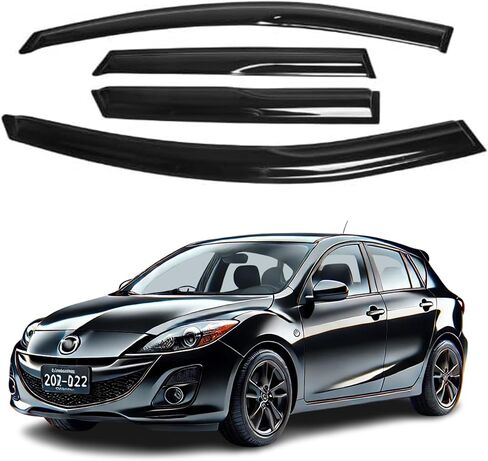 يناسب Mazda 3 Hatchback 2010 2011 2012 2013 مجموعة Smoke Window Revor-Sun ، Rain ، وحماية تنفيس ، مجموعة حراسة Seflector ذات 4 قطع على النافذة in Saudi Arabia
