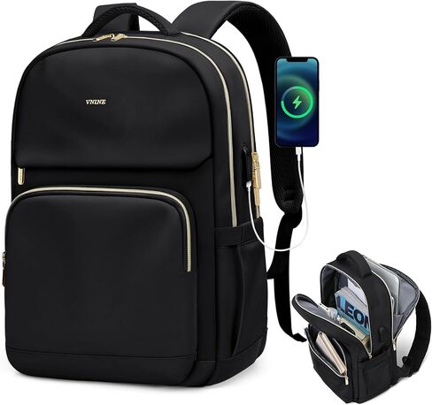 Laptop Backpack for Women - 15.6 Inch Computer Work Bag with USB Port Waterproof Backpack Purse Fashion Travel Backpack for College Daypack Business Travel Teacher, Beige in Saudi Arabia