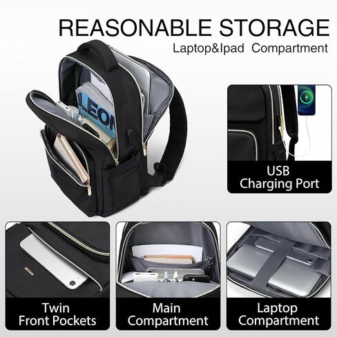 Laptop Backpack for Women - 15.6 Inch Computer Work Bag with USB Port Waterproof Backpack Purse Fashion Travel Backpack for College Daypack Business Travel Teacher, Beige in Saudi Arabia