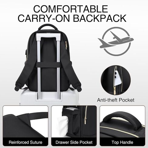 Laptop Backpack for Women - 15.6 Inch Computer Work Bag with USB Port Waterproof Backpack Purse Fashion Travel Backpack for College Daypack Business Travel Teacher, Beige in Saudi Arabia
