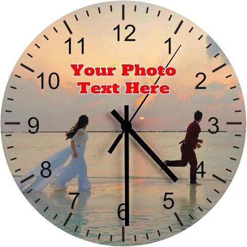 12 Inch Clocks for Walls Personalized Clock with Picture, Customizable Wall Clock with Photo Non Ticking Silent Round Decoration for Kitchen Bathroom in Kuwait
