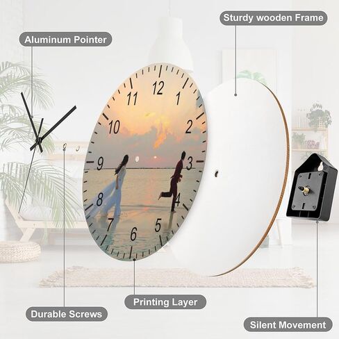 12 Inch Clocks for Walls Personalized Clock with Picture, Customizable Wall Clock with Photo Non Ticking Silent Round Decoration for Kitchen Bathroom in Kuwait