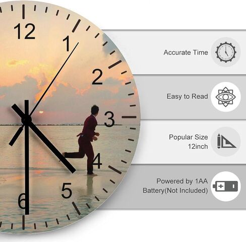12 Inch Clocks for Walls Personalized Clock with Picture, Customizable Wall Clock with Photo Non Ticking Silent Round Decoration for Kitchen Bathroom in Kuwait