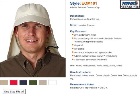 Adms Extreme UV Protection Twill Neck Pocket Outdoor Cap in Kuwait