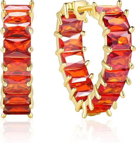 ACECHA Cubic Zirconia Hoop Earrings for Women Emerald Green Black, 18K Plated Gold Heart CZ Earings, Huggie Ear Rings Jewelry Gift for Mom Wife Daughter Friend in Kuwait