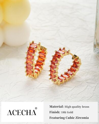 ACECHA Cubic Zirconia Hoop Earrings for Women Emerald Green Black, 18K Plated Gold Heart CZ Earings, Huggie Ear Rings Jewelry Gift for Mom Wife Daughter Friend in Kuwait