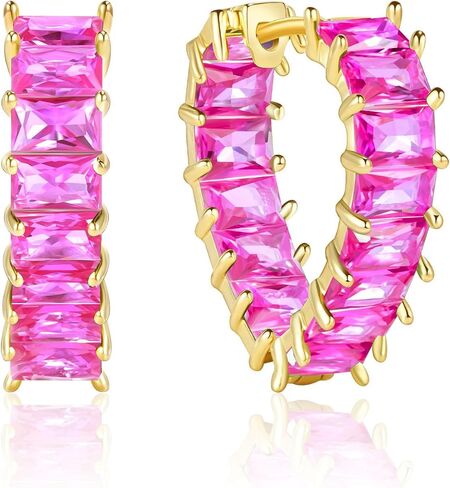 ACECHA Cubic Zirconia Hoop Earrings for Women Emerald Green Black, 18K Plated Gold Heart CZ Earings, Huggie Ear Rings Jewelry Gift for Mom Wife Daughter Friend in Kuwait