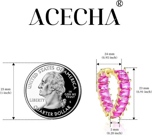 ACECHA Cubic Zirconia Hoop Earrings for Women Emerald Green Black, 18K Plated Gold Heart CZ Earings, Huggie Ear Rings Jewelry Gift for Mom Wife Daughter Friend in Kuwait