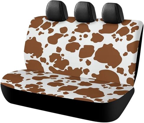 Brown Cow Print Pattern Car Rear Seat Covers Universal Fit Most Auto Bench Seat Cushion Covers Backrest Seat Washable Auto Interior Decor Soft Elastic Back Seat Cover in Saudi Arabia