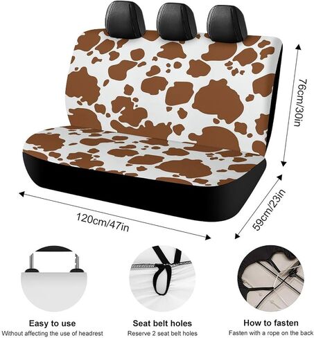 Brown Cow Print Pattern Car Rear Seat Covers Universal Fit Most Auto Bench Seat Cushion Covers Backrest Seat Washable Auto Interior Decor Soft Elastic Back Seat Cover in Saudi Arabia