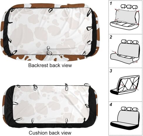 Brown Cow Print Pattern Car Rear Seat Covers Universal Fit Most Auto Bench Seat Cushion Covers Backrest Seat Washable Auto Interior Decor Soft Elastic Back Seat Cover in Saudi Arabia