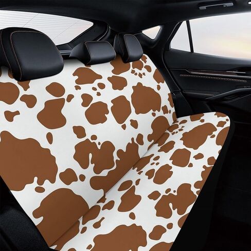 Brown Cow Print Pattern Car Rear Seat Covers Universal Fit Most Auto Bench Seat Cushion Covers Backrest Seat Washable Auto Interior Decor Soft Elastic Back Seat Cover in Saudi Arabia
