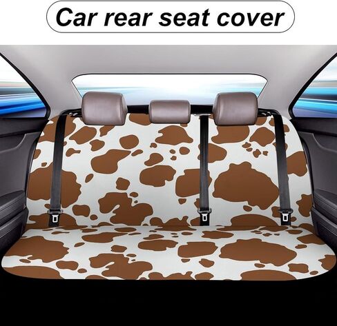 Brown Cow Print Pattern Car Rear Seat Covers Universal Fit Most Auto Bench Seat Cushion Covers Backrest Seat Washable Auto Interior Decor Soft Elastic Back Seat Cover in Saudi Arabia