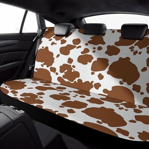 Brown Cow Print Pattern Car Rear Seat Covers Universal Fit Most Auto Bench Seat Cushion Covers Backrest Seat Washable Auto Interior Decor Soft Elastic Back Seat Cover in Saudi Arabia