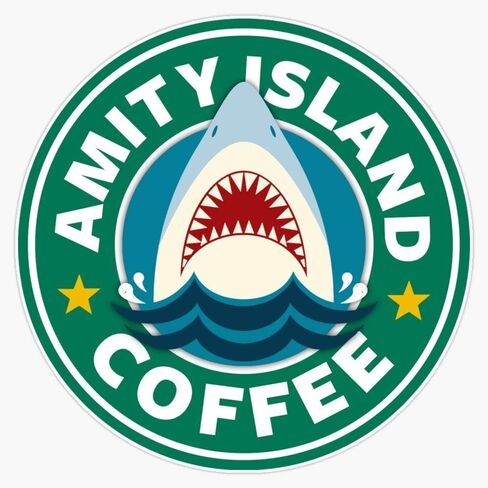 Amity Island Coffee (Jaws) - Coffee Sticker Vinyl Secal Wall Lastop Window Car Pumper Sticker 5 " in Saudi Arabia