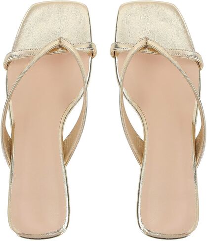 MICIFA Kitten Heel Sandals for Women Low Heels Flip Flop Fashion Strappy Mule Heels Rounded Open Toe Casual Slides Heeled Thong Sandals Women in Kuwait