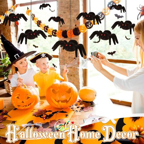 12 PCS Halloween Spiders Decorations 3D واقعية عن العناكب المشعر الحلي الزخارف الهالوين ديكورات الشجرة المخيفة in Saudi Arabia