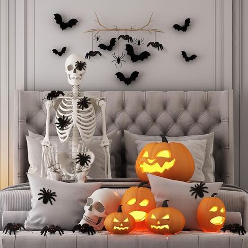 12 PCS Halloween Spiders Decorations 3D واقعية عن العناكب المشعر الحلي الزخارف الهالوين ديكورات الشجرة المخيفة in Saudi Arabia