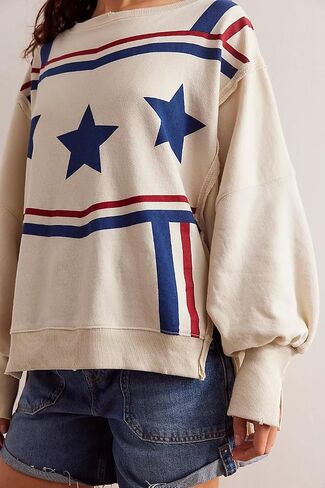 نساء خمر كبير الحجم الكبير Crewneck Sweatshirt y2k فضفاضة تناسب الجمالية الرجع in Kuwait