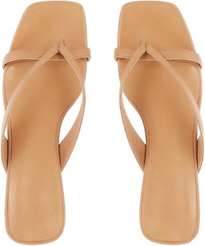 MICIFA Kitten Heel Sandals for Women Low Heels Flip Flop Fashion Strappy Mule Heels Rounded Open Toe Casual Slides Heeled Thong Sandals Women in Kuwait