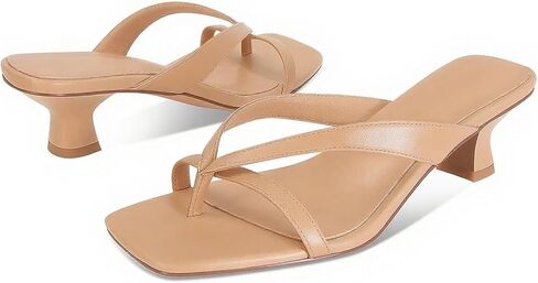 MICIFA Kitten Heel Sandals for Women Low Heels Flip Flop Fashion Strappy Mule Heels Rounded Open Toe Casual Slides Heeled Thong Sandals Women in Kuwait