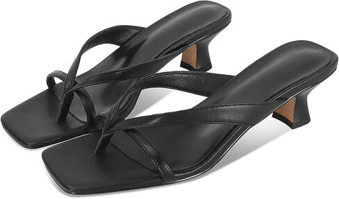 MICIFA Kitten Heel Sandals for Women Low Heels Flip Flop Fashion Strappy Mule Heels Rounded Open Toe Casual Slides Heeled Thong Sandals Women in Kuwait