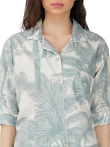 COTSILER Women's Notch Collar Print Classic Comfy Button Down Soft Short Sleeves Sleepwear Cotton Pajama Night Set in Saudi Arabia