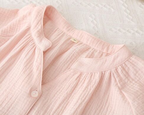 Womens Cotton Pajama Sets Muslin Pj Set V Neck Button Down Shirt and Pants Sleepwear 2 Piece Cute Pj Set in Saudi Arabia