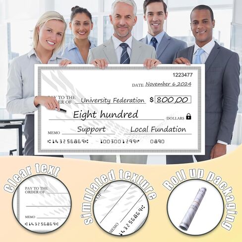 Giant Check 40x16 - Dry Erase Big Check for Presentations - Oversized Fake Blank Check for Awards, Donations, Corporate Events, and Fundraisers in Saudi Arabia