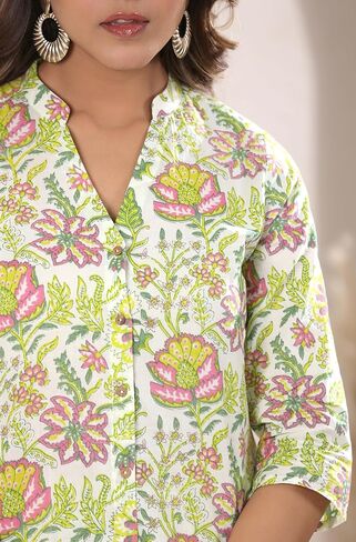 Janasya Indian Women's Co-ord for Women Pure Cotton Straight Floral Regular Sleeve Casual Above Knee Co-ord Set in Kuwait