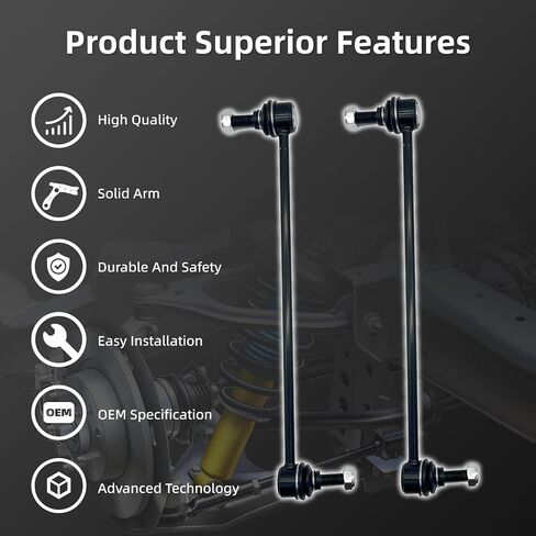 K750155 2PCS Front Stabilizer Bar Bar Links تناسب Buick 2008-2017 Enclave ، لـ Chevy 2009-17 Traverse ، من أجل GMC 2007-2016 Acadia ، 17 Acadia Limited ، لـ Saturn 07-2010 Outlook in Saudi Arabia