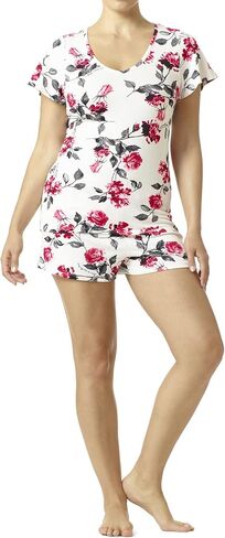 Hue Women's Women's Knit Short Sleeve Tee و Boxer 2 قطعة Pajama مجموعة in Saudi Arabia