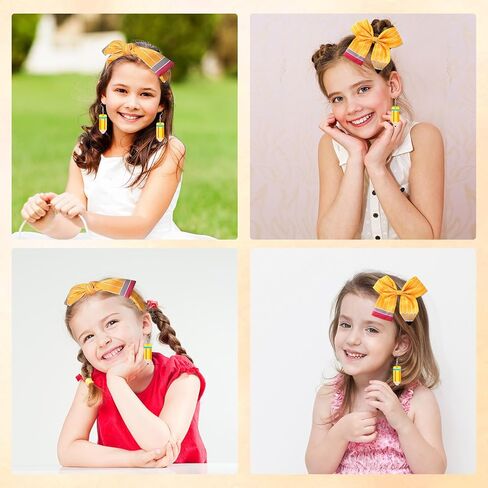 3Pcs Back to School Outfits Headbands,Hair Bows Accessories for Girls,Pencil Bows Clips Headband,Back to School Hair Accessories First Day Of School Gifts for Students(Yellow) in Kuwait