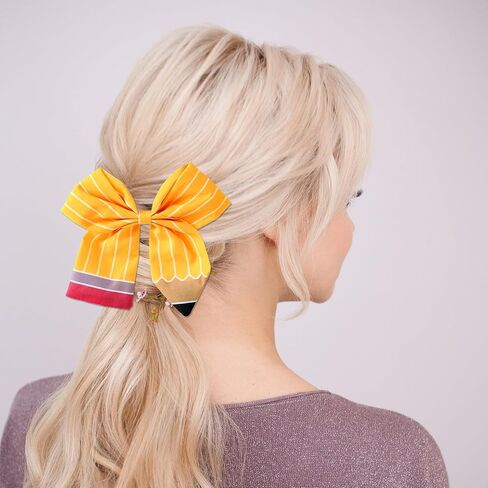 3Pcs Back to School Outfits Headbands,Hair Bows Accessories for Girls,Pencil Bows Clips Headband,Back to School Hair Accessories First Day Of School Gifts for Students(Yellow) in Kuwait