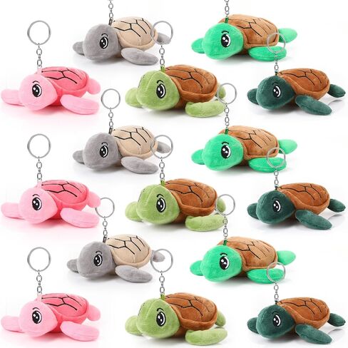 15 Pcs Plush Turtle Stuffed Animals Bulk 5.5 Inch Sea Turtle Stuffed Keychain Adorable Plushie for Boys Girls Birthday Carnival Undersea Party Favors Gifts Bag Stuffers(Green Series) in Kuwait