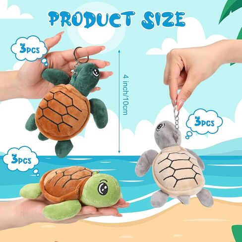 15 Pcs Plush Turtle Stuffed Animals Bulk 5.5 Inch Sea Turtle Stuffed Keychain Adorable Plushie for Boys Girls Birthday Carnival Undersea Party Favors Gifts Bag Stuffers(Green Series) in Kuwait
