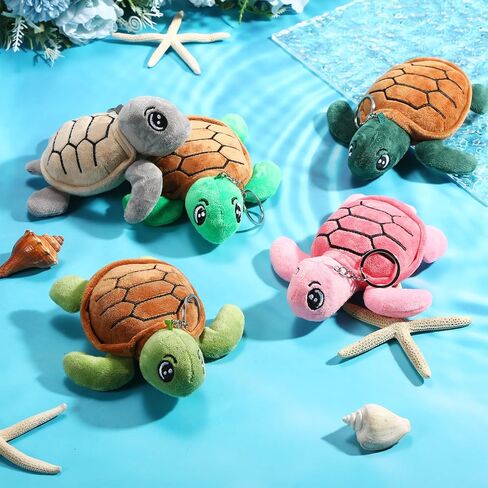 15 Pcs Plush Turtle Stuffed Animals Bulk 5.5 Inch Sea Turtle Stuffed Keychain Adorable Plushie for Boys Girls Birthday Carnival Undersea Party Favors Gifts Bag Stuffers(Green Series) in Kuwait