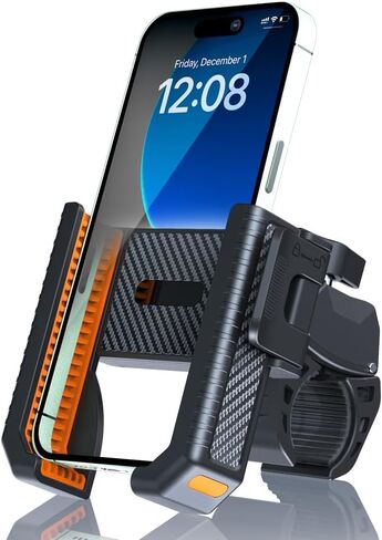 KIVOS Motorcycle Phone Mount Holder with 1s Lock & Camera-Friendly Design, Handlebar Clamp for Bikes, Scooters - Compatible with iPhone 15 Pro Max, 14, 13 Mini, and 2.4"-3.54" Wide Phones in Kuwait