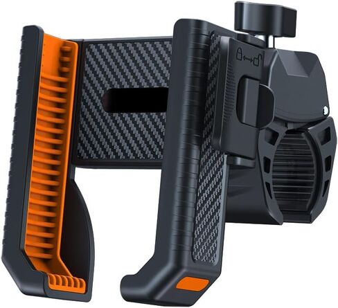 KIVOS Motorcycle Phone Mount Holder with 1s Lock & Camera-Friendly Design, Handlebar Clamp for Bikes, Scooters - Compatible with iPhone 15 Pro Max, 14, 13 Mini, and 2.4"-3.54" Wide Phones in Kuwait