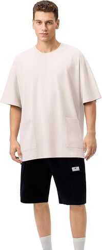 FAIABLE Womens Oversized T Shirts with Pockets, Cotton Shirt Fashion Loose Fit Crewneck Short Sleeve Top Side Slit Tee Summer in Kuwait