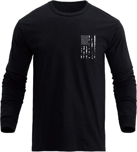 H Hyfol's Men Graphic Thirts USA Flag Cotton Cotton Long Long in Kuwait
