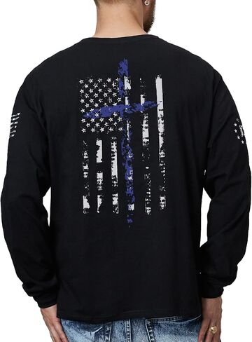 H Hyfol's Men Graphic Thirts USA Flag Cotton Cotton Long Long in Kuwait
