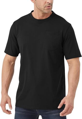 Idtswch Mens Tall Heavyweight T-Shirt Short Sleeve Shirt Chest Pocket & Reinforced Ribbed Collar Work Basic Tee in Kuwait