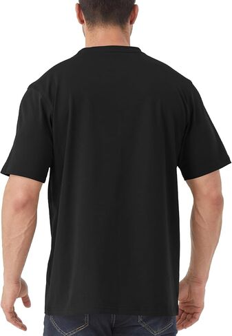 Idtswch Mens Tall Heavyweight T-Shirt Short Sleeve Shirt Chest Pocket & Reinforced Ribbed Collar Work Basic Tee in Kuwait