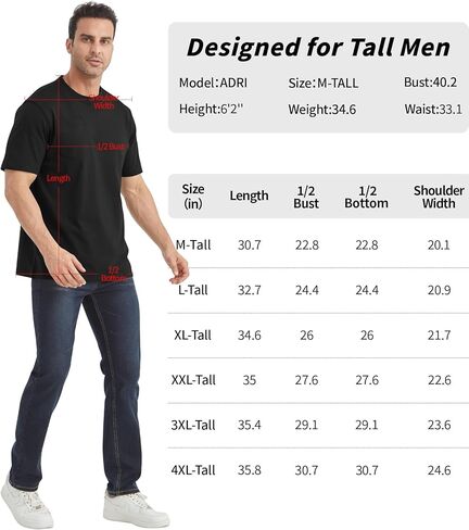 Idtswch Mens Tall Heavyweight T-Shirt Short Sleeve Shirt Chest Pocket & Reinforced Ribbed Collar Work Basic Tee in Kuwait