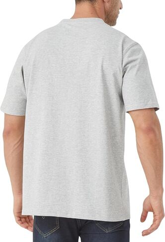 Idtswch Mens Tall Heavyweight T-Shirt Short Sleeve Shirt Chest Pocket & Reinforced Ribbed Collar Work Basic Tee in Kuwait