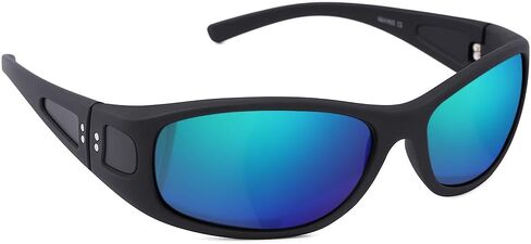 Unisex Fit Over Wrap Sunglasses Polarized Lens Wear Over Eyeglasses UV400 Protection Shades for Men and Women Outdoor Activities Driving, Fishing - Matt Black/Green REVO (Pack in Case) in Saudi Arabia