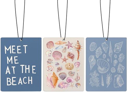 Cute Preppy Beach Car Air Freshener, Pink and Blue Coastal Seashell Starfish Beachy Air Freshener Hanging 3 Pcs for Cars Closet Drawer or Books, Girly Beach Car Accessories Mirror Decor for Women in Kuwait