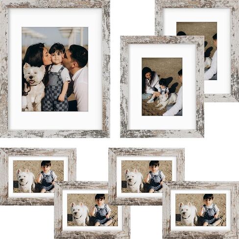 Frametory ، مجموعة إطار معرض الجدار من 7 أحجام متعددة 11x14 ، 8x10 ، 5x7 إطار صورة الصور مع حصيرة للمطبوعات ، مع زجاج حقيقي (الجوز) in Saudi Arabia